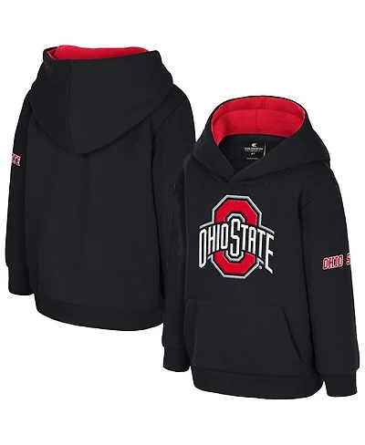Colosseum Toddler Black Ohio State Buckeyes Big Logo Volume Fleece Pullover Hoodie