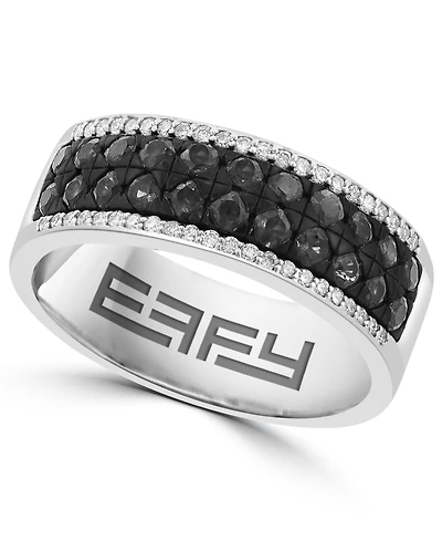 Effy Collection Men's Black Spinel (1-1/5 ct. t.w.) and Diamond Accent Ring in Sterling Silver
