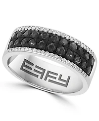 Effy Collection Men's Black Spinel (1-1/5 ct. t.w.) and Diamond Accent Ring in Sterling Silver