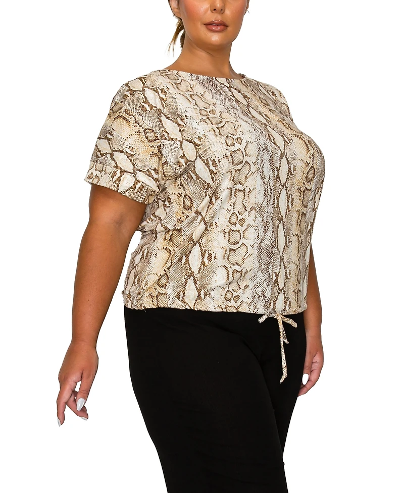 Coin 1804 Plus Python Cinch Waist Dolman Top