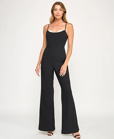 Seni & Cade Juniors' Scuba Crepe Contrast Peekaboo Jumpsuit