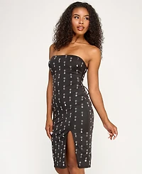Seni & Cade Juniors' Beaded Satin Strapless Back Midi Dress