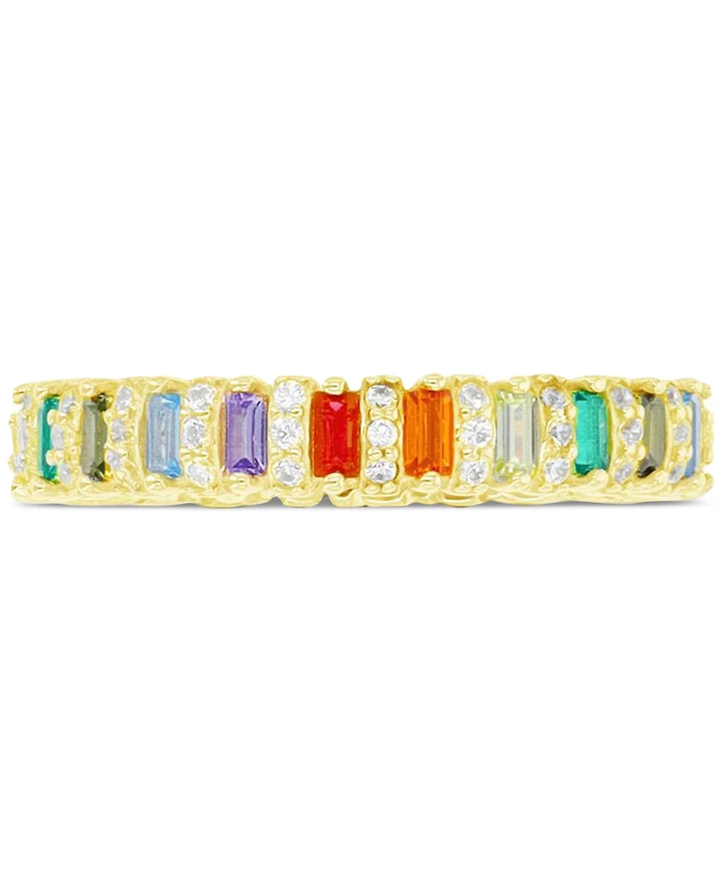 Macy's Cubic Zirconia (1.46 ct. t.w.), Created Ruby (0.20 Spinel (0.15 & Morganite Nano (0.14 t.w.) Rainbow Eternity