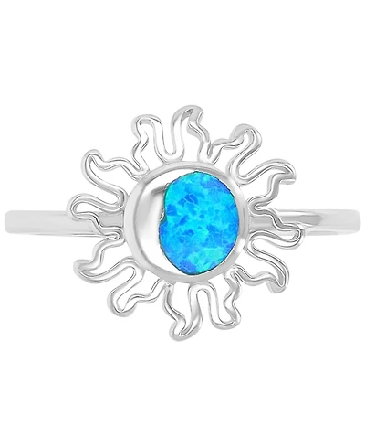 Macy's Sun Shape Opal (0.25 ct. t.w.) Ring Sterling Silver