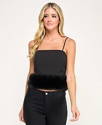 Seni & Cade Juniors' Faux Fur-Hem Top