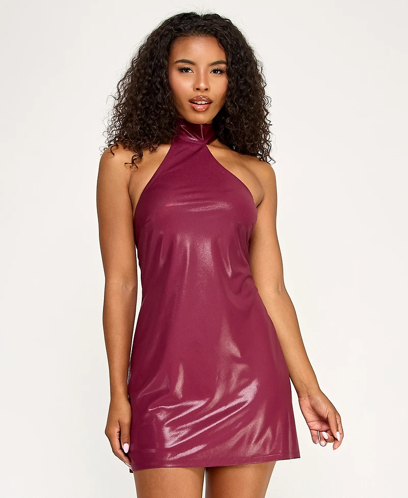 Seni & Cade Juniors' Foil Draped Scarf One-Shoulder Dress