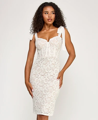 Seni & Cade Juniors' Lace Corset Sleeve Slim Midi Dress