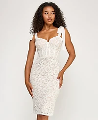 Seni & Cade Juniors' Lace Corset Sleeve Slim Midi Dress