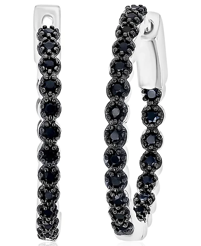 Macy's Black Spinel Hoop Earrings (0.777 ct.t.w.) in Sterling Silver