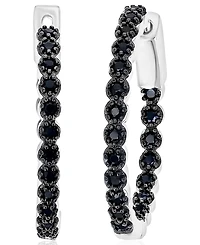 Macy's Black Spinel Hoop Earrings (0.777 ct.t.w.) in Sterling Silver