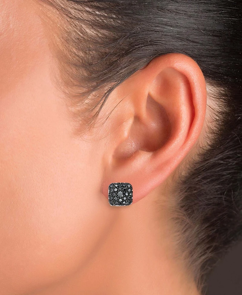 Macy's Black Spinel Stud Earrings (1.02 ct.t.w.) in Sterling Silver