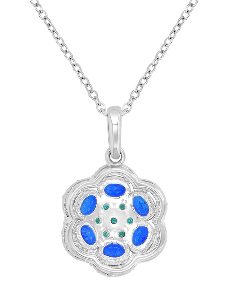 Macy's Blue Sapphire (1.2 ct. t.w.) and White Sapphire (0.47 ct. t.w.) Necklace in Sterling Silver