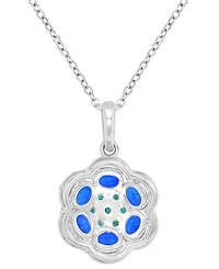 Macy's Blue Sapphire (1.2 ct. t.w.) and White Sapphire (0.47 ct. t.w.) Necklace in Sterling Silver