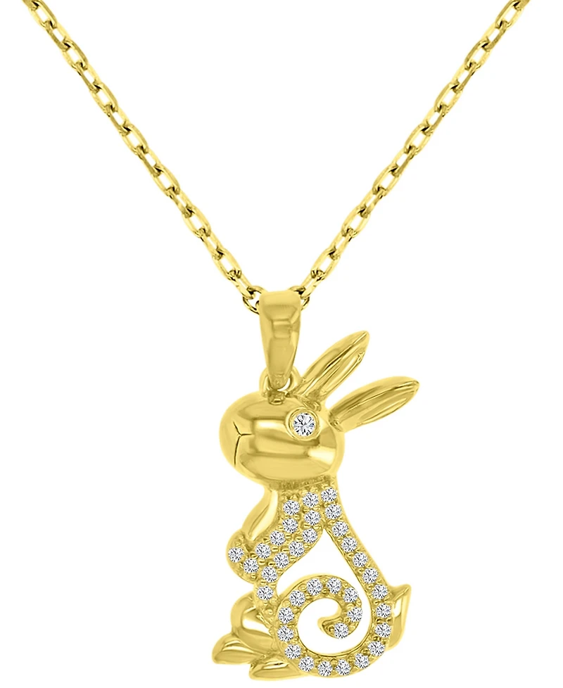 Macy's Onyx (0.006 ct. t.w.) and White Sapphire (0.072 ct. t.w.) Necklace in 14k Yellow Gold over Sterling Silver