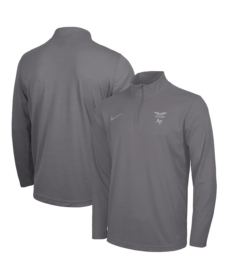 Nike Men's Charcoal Air Force Falcons Apls Fighting Falcon Collection Dri-fit Intensity Quarter-Zip Pullover Sweatshirt