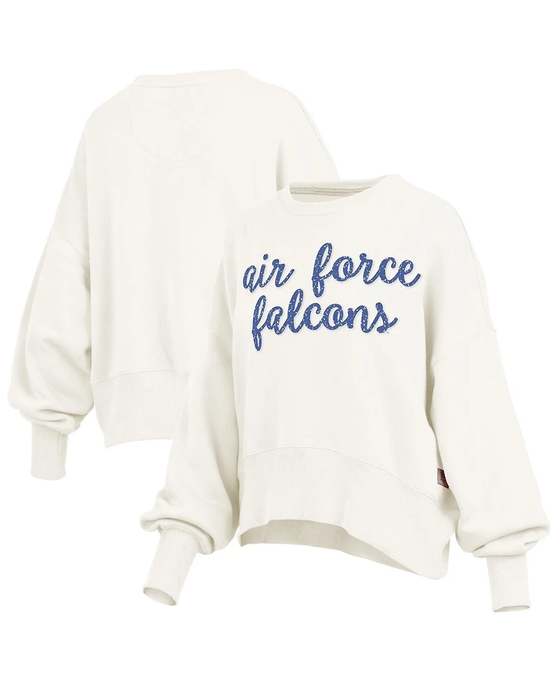 Pressbox Women's Cream Air Force Falcons Oversized Chelsea Waist Length Pullover Sweatshirt