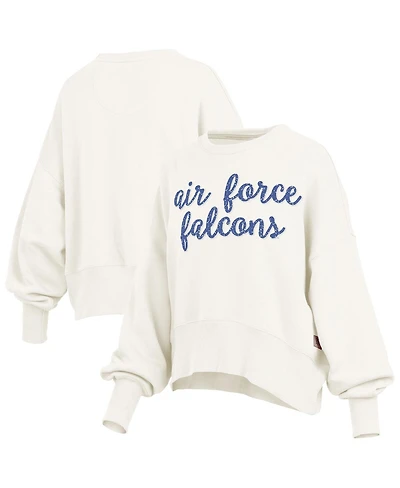Pressbox Women's Cream Air Force Falcons Oversized Chelsea Waist Length Pullover Sweatshirt