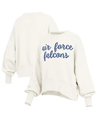 Pressbox Women's Cream Air Force Falcons Oversized Chelsea Waist Length Pullover Sweatshirt