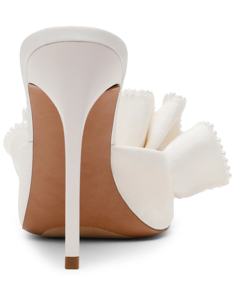 Steve Madden Women's Affinity-Pearl Ruffle High Heel Dress Mules