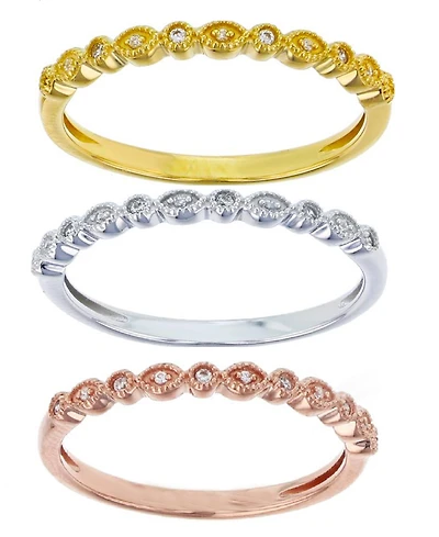 Macy's Created White Sapphire (0.135 ct. t.w.) Trio Stackable Ring 14K Yellow Rose Plating Over Sterling Silver or