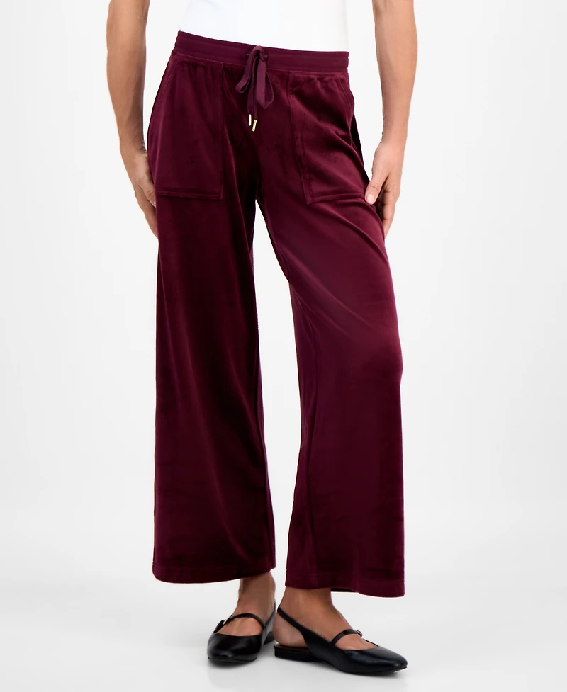 Style & Co Petite Pull-On Wide-Leg Velour Lounge Pants, Macy's Exclusive