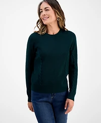 Style & Co Petite Ribbed Cable Crewneck Sweater, Macy's Exclusive