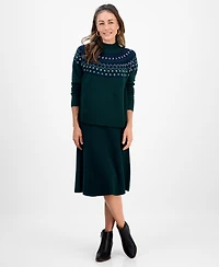 Style & Co Petite Sabrina Fair Isle Whimsy Sweater, Macy's Exclusive