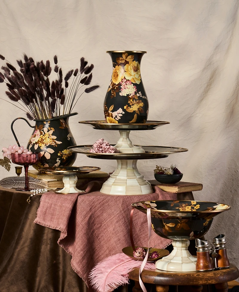 Mackenzie-Childs Wild Rose Brown Serving Bowl
