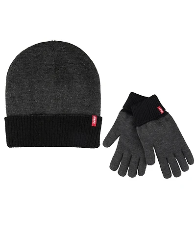 Levi's Men's 2-Pack. Fleece Ivy Beanie and Gloves Set
