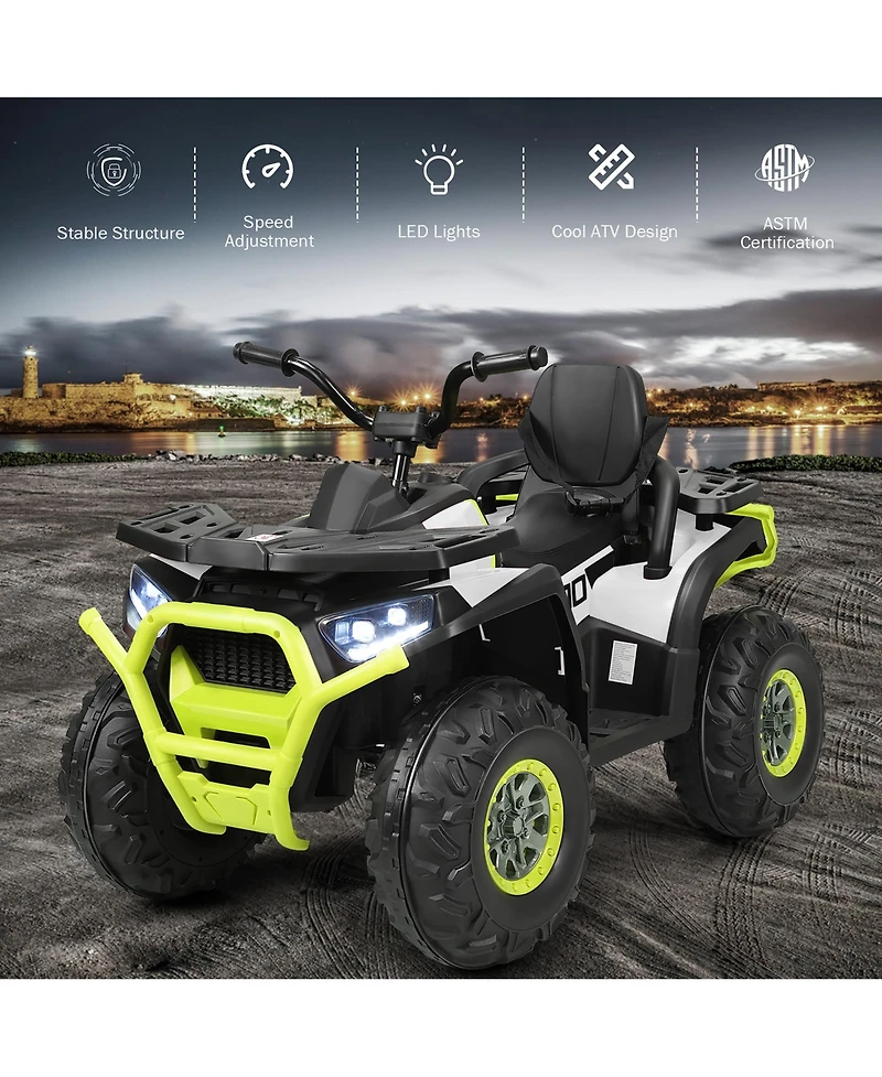 12V Kids Electric 4-Wheeler Atv Quad 2 Speeds Ride On Car w/MP3&Led Lights