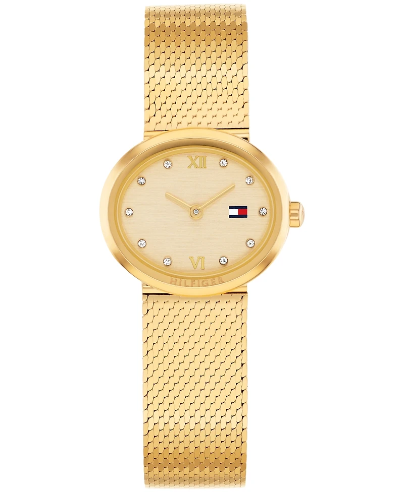 Tommy Hilfiger Women's Quartz Gold Tone Stainless Steel Mesh Bracelet Watch, 25mm