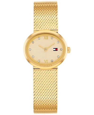 Tommy Hilfiger Women's Quartz Gold Tone Stainless Steel Mesh Bracelet Watch, 25mm
