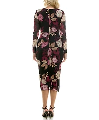 Taylor Women's Floral Mesh Bodycon Midi Dress