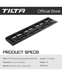 Tilta 10" Standard Lightweight Dovetail Plate, Black