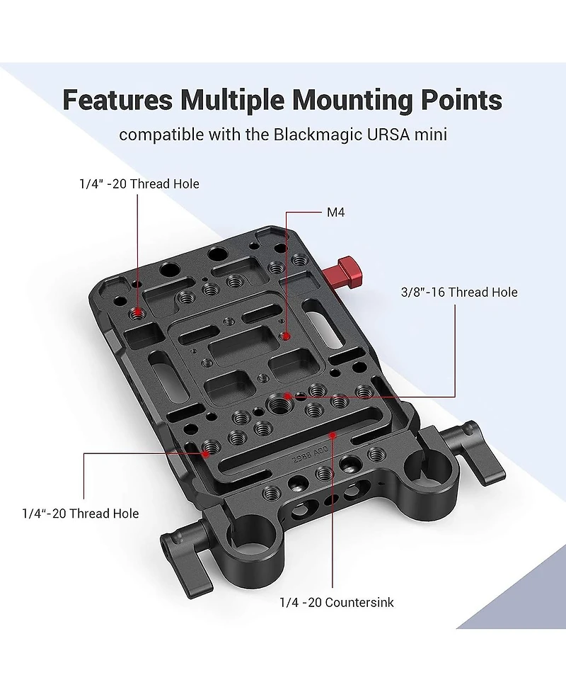 SmallRig V-Mount Battery Plate with Dual 15mm Rod Clamp
