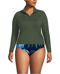 Lands' End Plus SunShade Upf 50 Long Sleeve Quarter Zip Rash Guard
