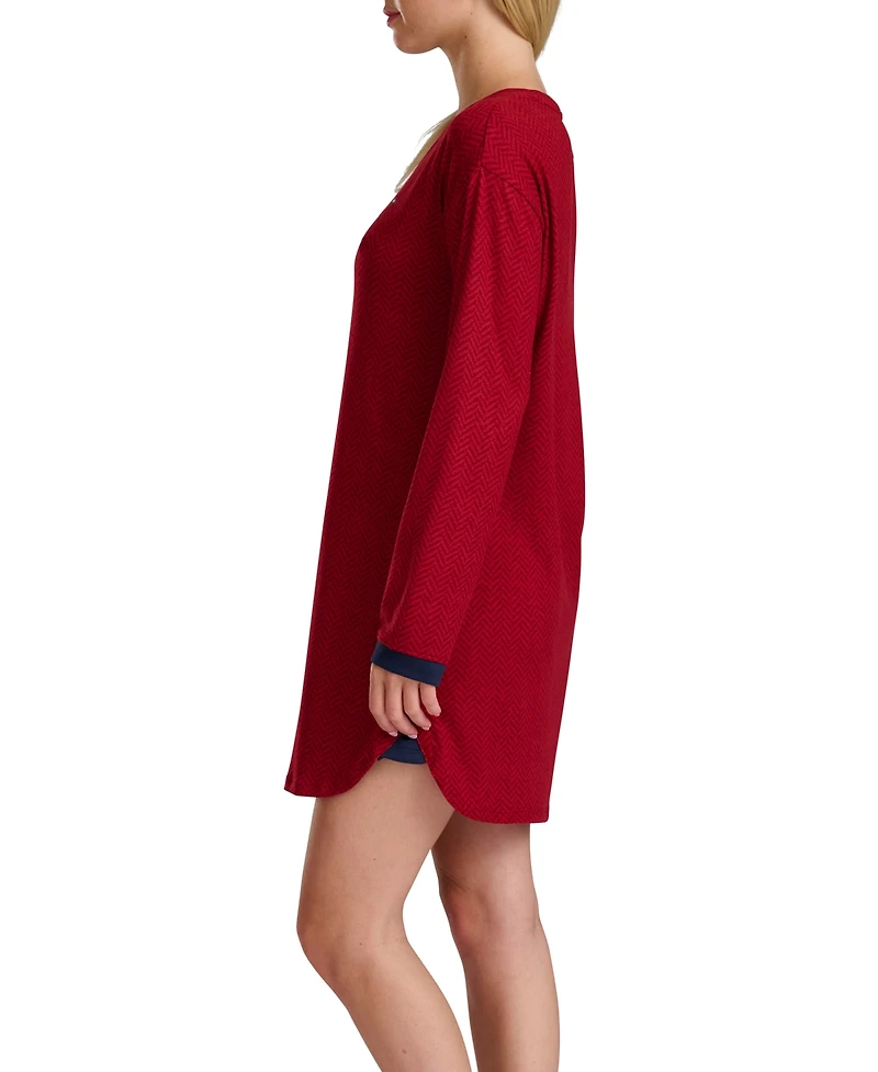 Tommy Hilfiger Women's Long Sleeve Henley Sleepshirt