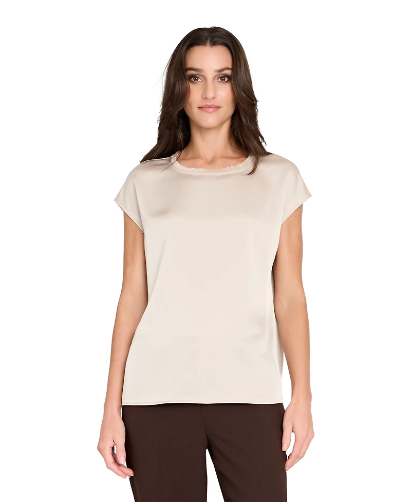 Tahari Asl Women's Fringe Crewneck Top