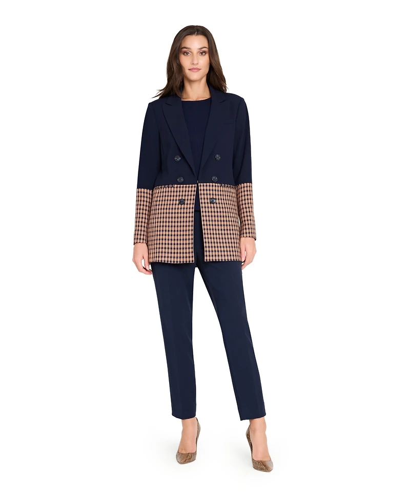 Tahari Asl Women's & Petite Houndstooth Color Block Jacket, Regular