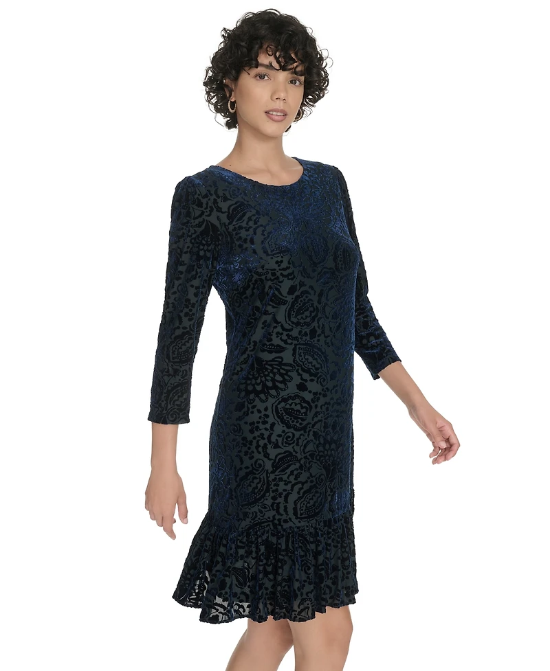 Tommy Hilfiger Women's Crewneck Ruffled Hem Dress