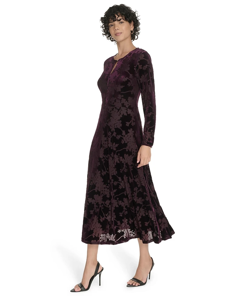Tommy Hilfiger Women's Keyhole Printed Midi Dress