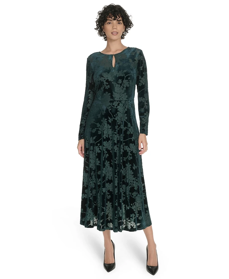 Tommy Hilfiger Women's Keyhole Printed Midi Dress