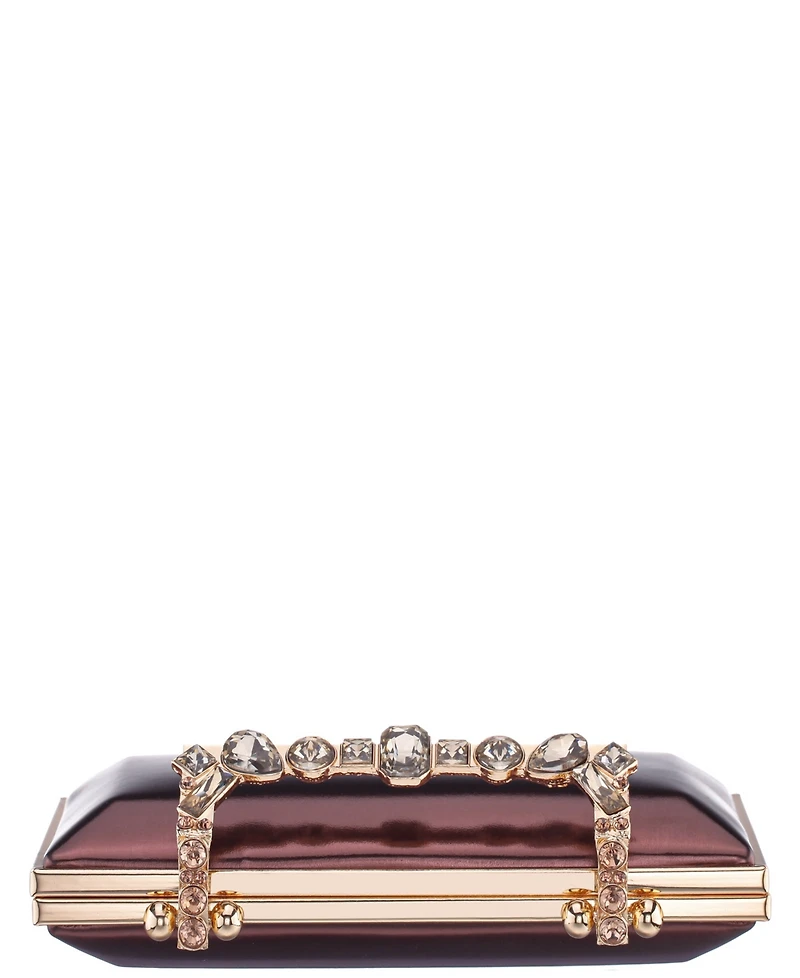 Nina Crystal Handle Lift Lock Clutch