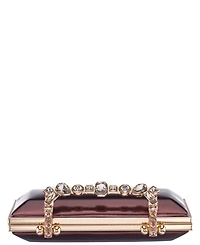 Nina Crystal Handle Lift Lock Clutch