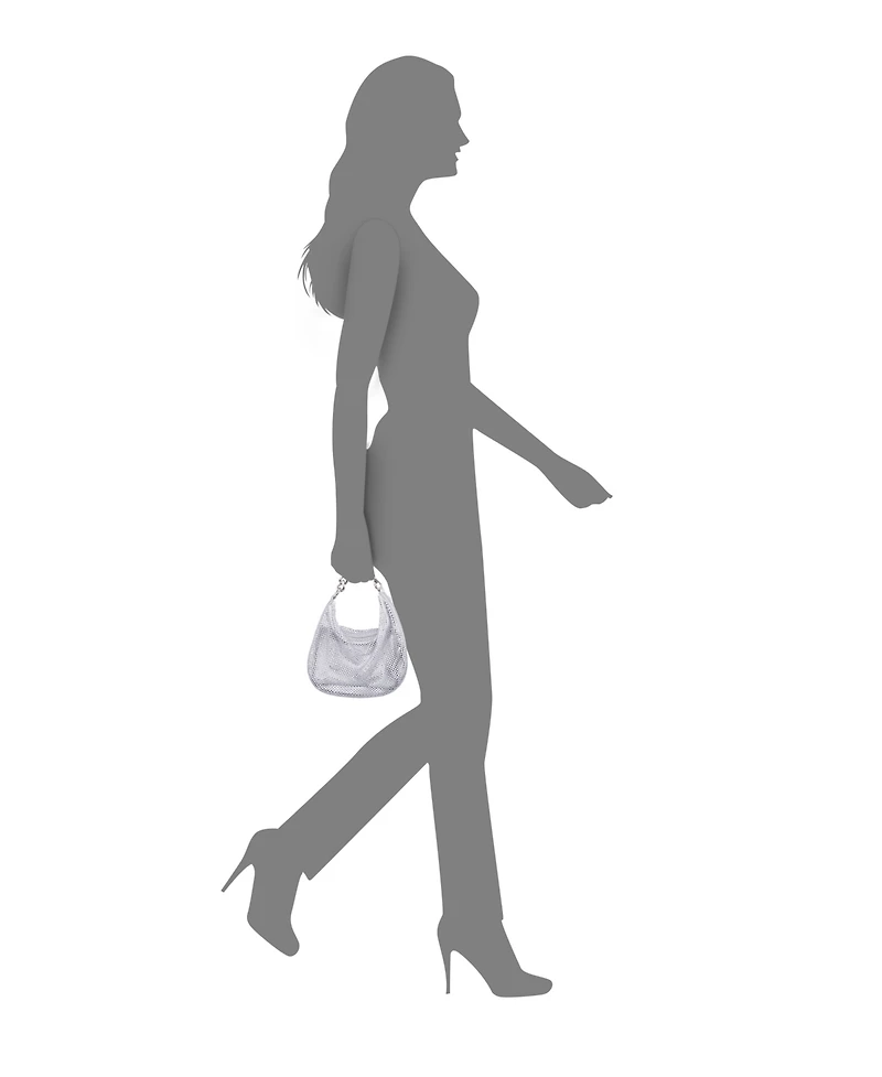 Nina Crystal Mesh Zipper Hobo Bag