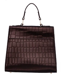 Nina Mini Croco Embossed Magnetic Snap Satchel Bag