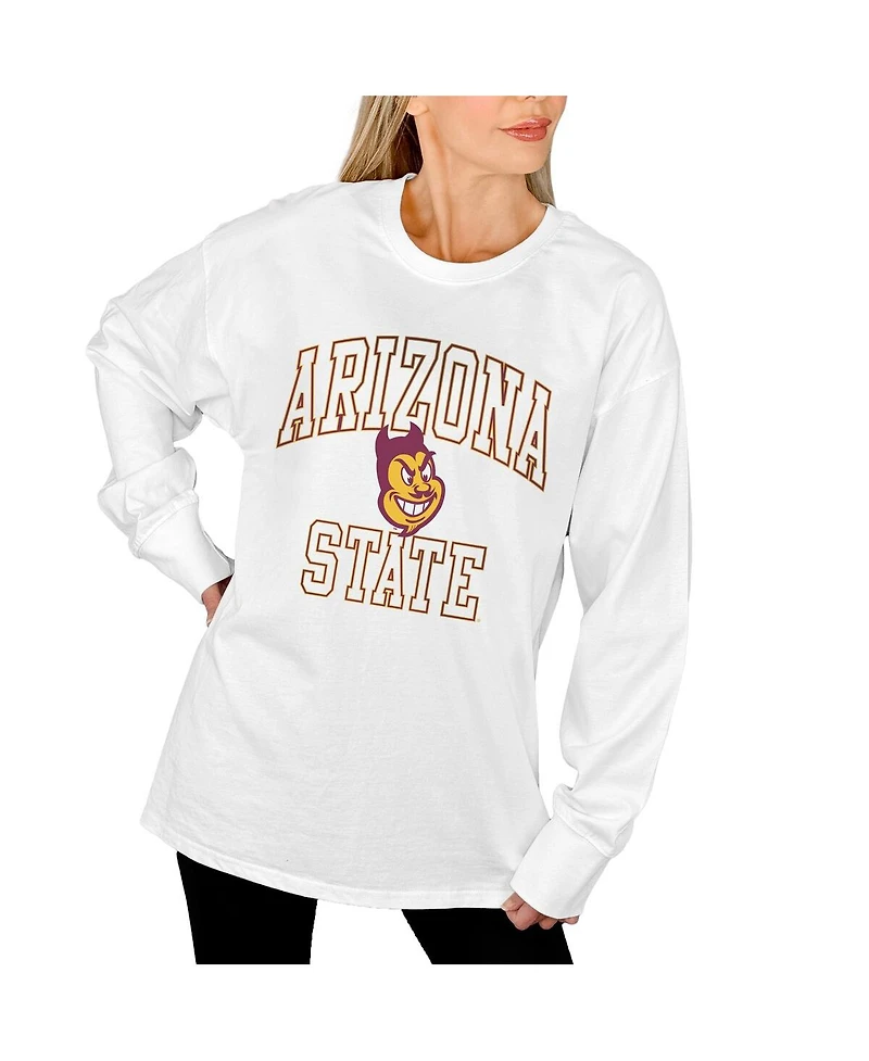 Gameday Couture Women's White Arizona State Sun Devils Mind Games Oversized Long Sleeve T-Shirt