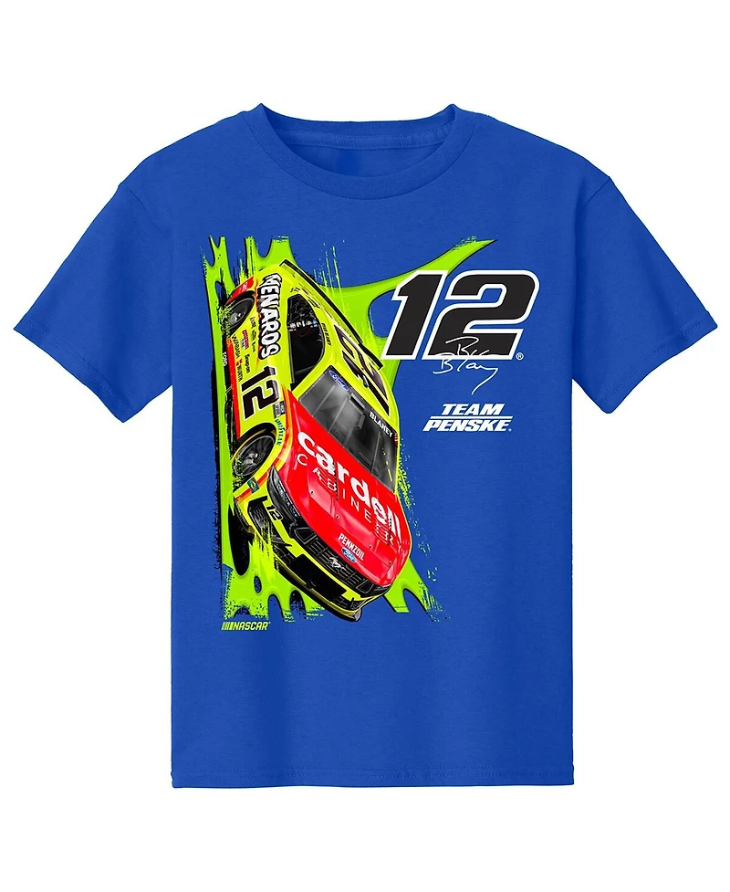 Team Penske Big Boys and Girls Royal Ryan Blaney Car T-Shirt