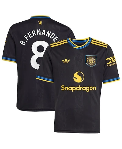 Adidas Big Boys and Girls Bruno Fernandes Black Manchester United 2025/26 Third Replica Player Jersey