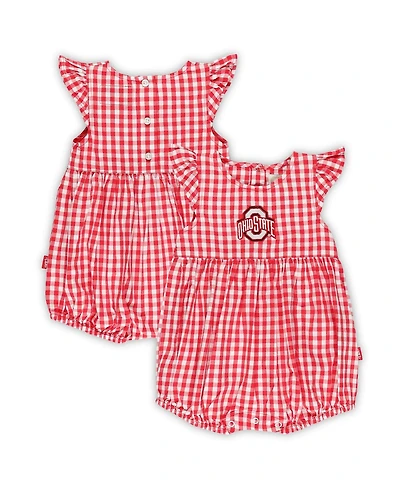 Garb Girl's Baby Boys and Girls Scarlet Ohio State Buckeyes Cara Gingham Ruffled Bodysuit